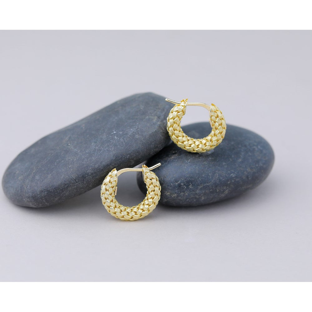 Polished and Textured Woven Hoop Earrings