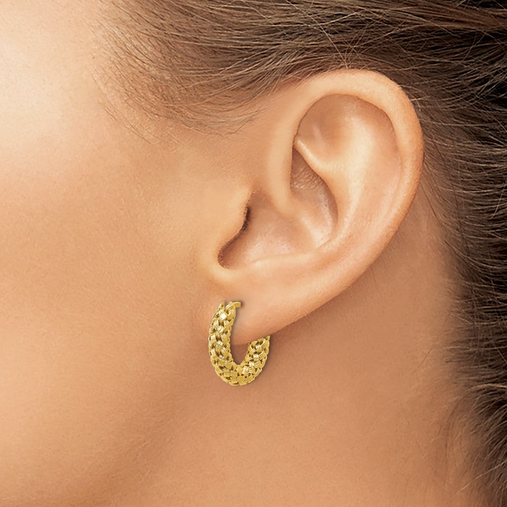Polished and Textured Woven Hoop Earrings