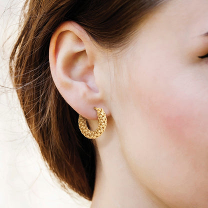 Polished and Textured Woven Hoop Earrings