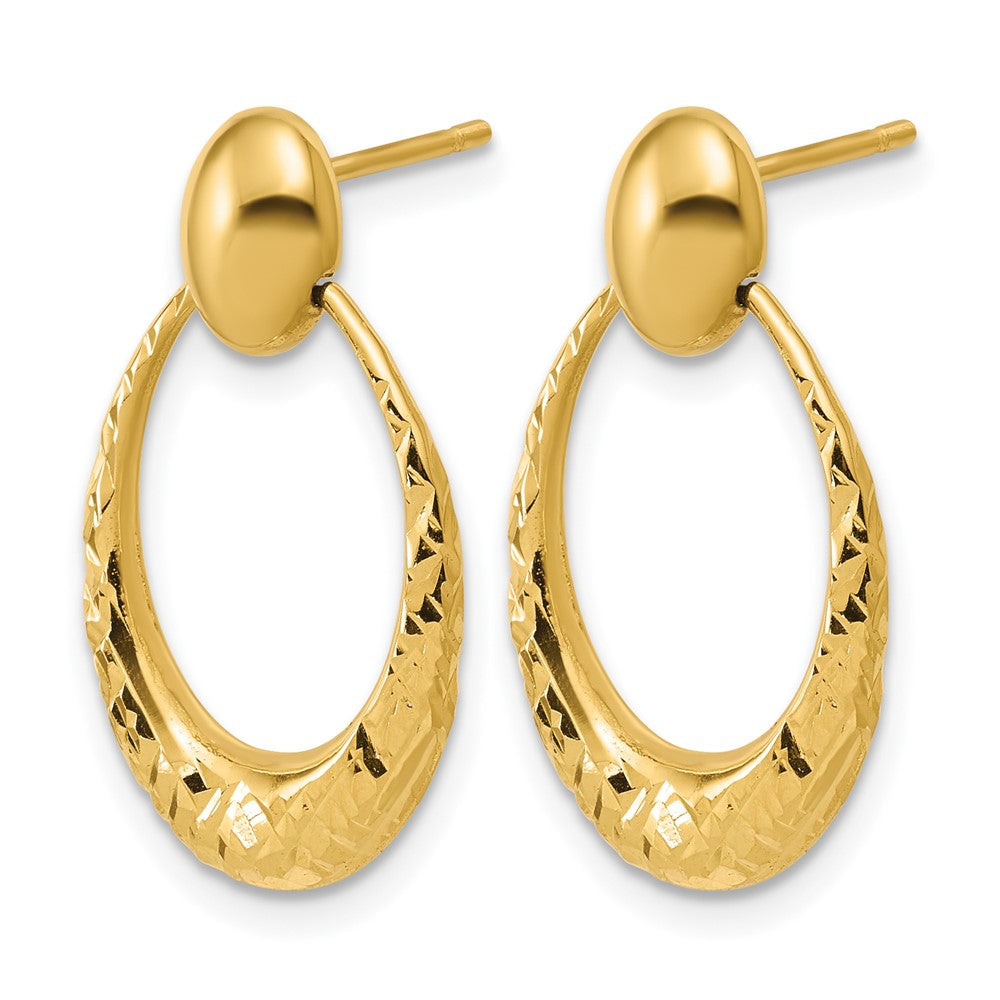 Polished and Diamond-cut Oval Dangle Post Earrings