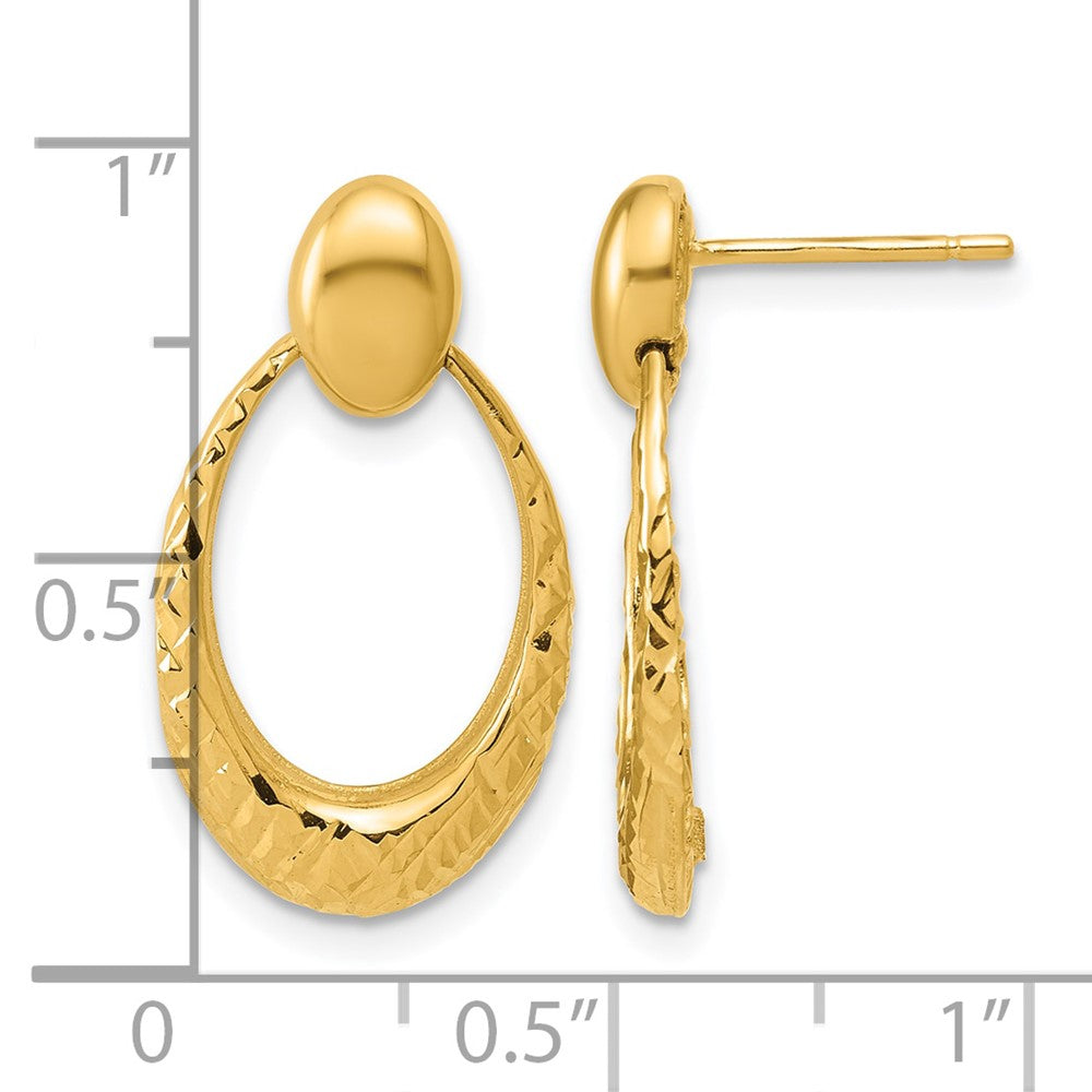 Polished and Diamond-cut Oval Dangle Post Earrings