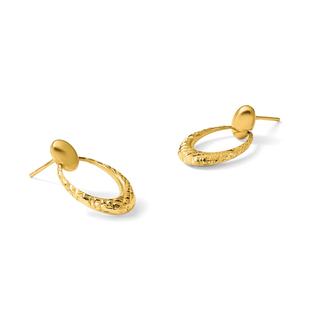 Polished and Diamond-cut Oval Dangle Post Earrings