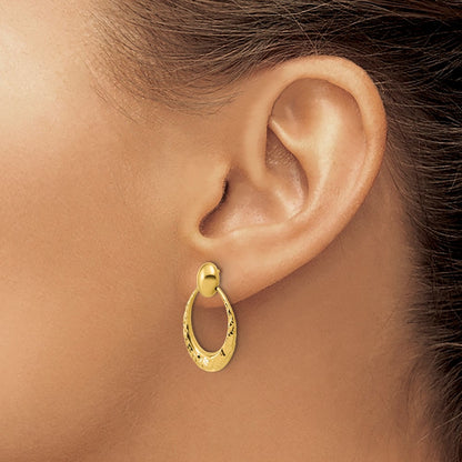 Polished and Diamond-cut Oval Dangle Post Earrings