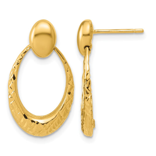 Polished and Diamond-cut Oval Dangle Post Earrings