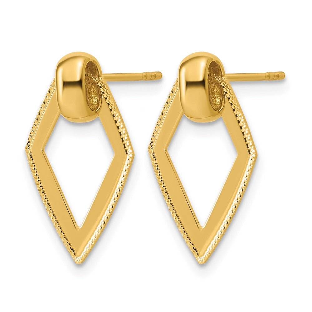 Polished Diamond shape Dangle Post Earrings - 1.63g