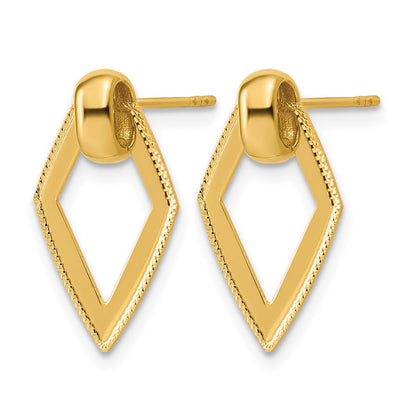 Polished Diamond shape Dangle Post Earrings - 1.63g