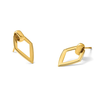 Polished Diamond shape Dangle Post Earrings - 1.63g