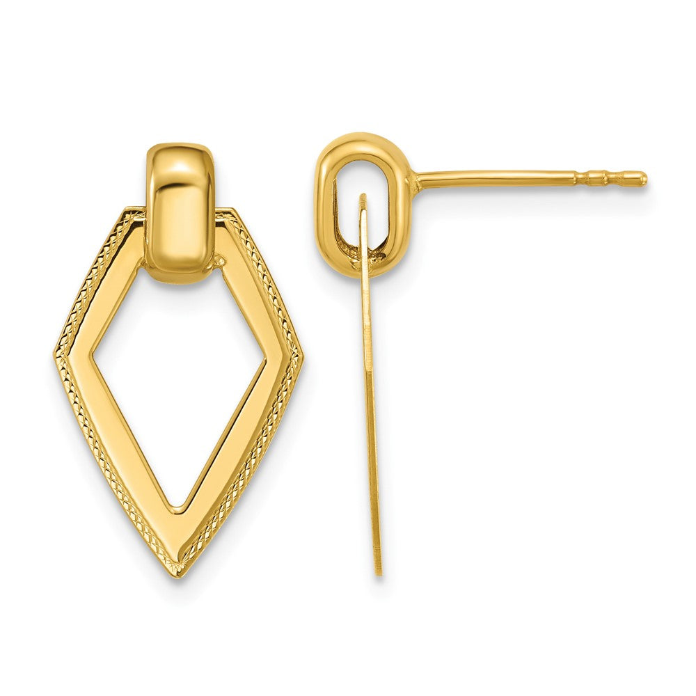Polished Diamond shape Dangle Post Earrings - 1.63g