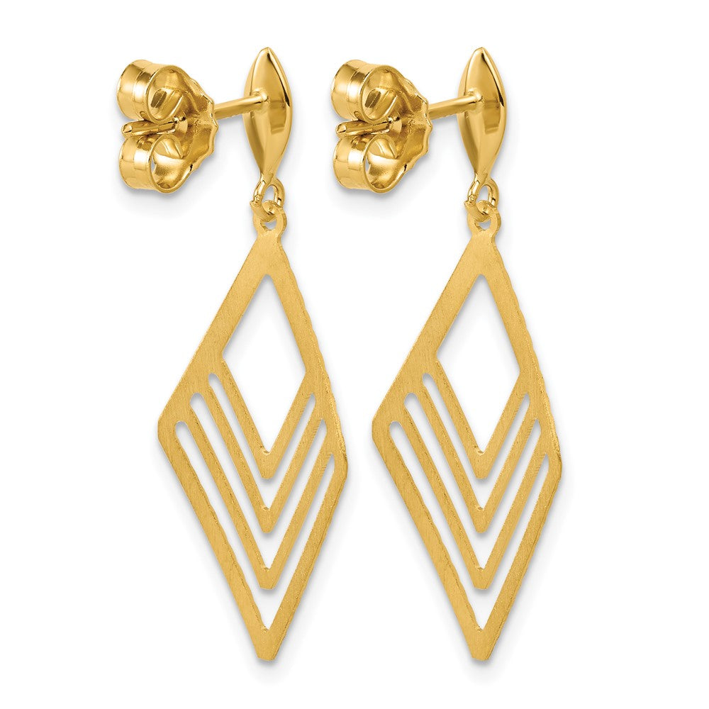 Polished Diamond Shape Dangle Post Earrings - 1.93g