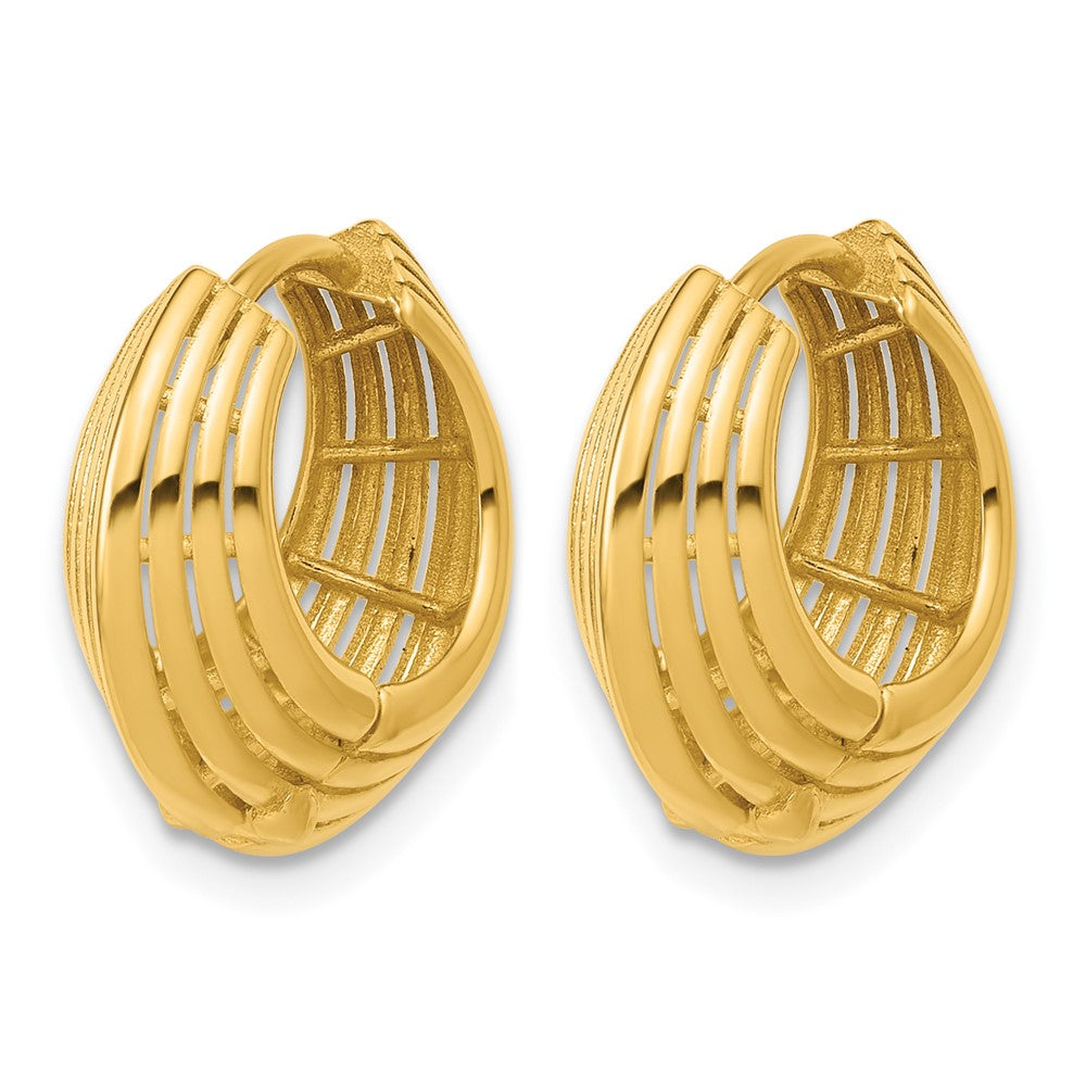 Polished Grooved Hinged Hoop Earrings