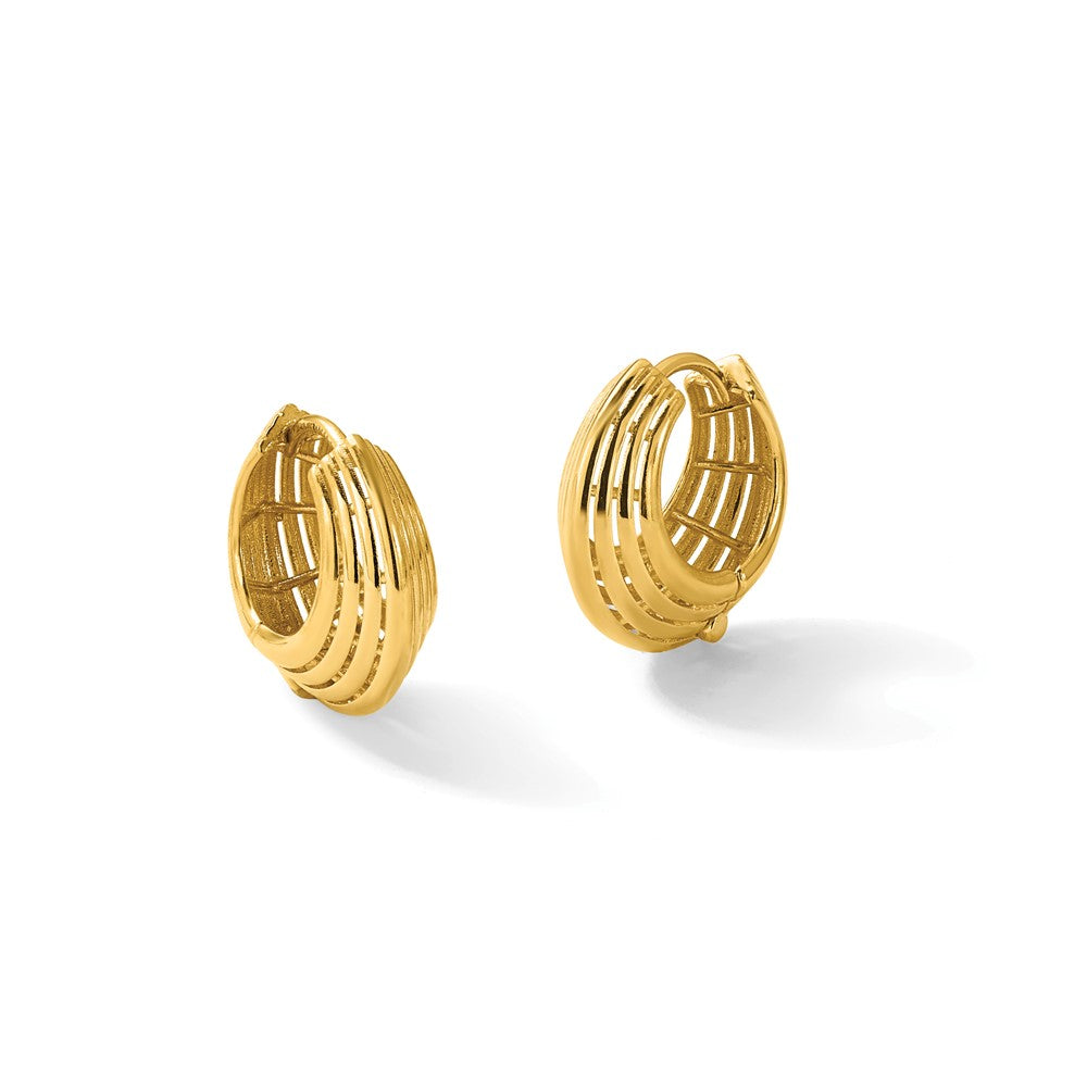 Polished Grooved Hinged Hoop Earrings