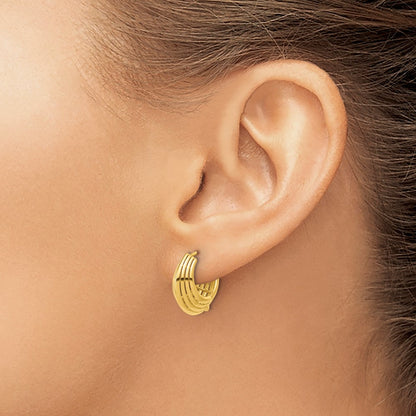 Polished Grooved Hinged Hoop Earrings
