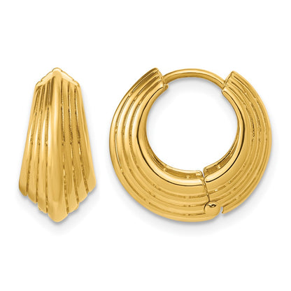 Polished Grooved Hinged Hoop Earrings