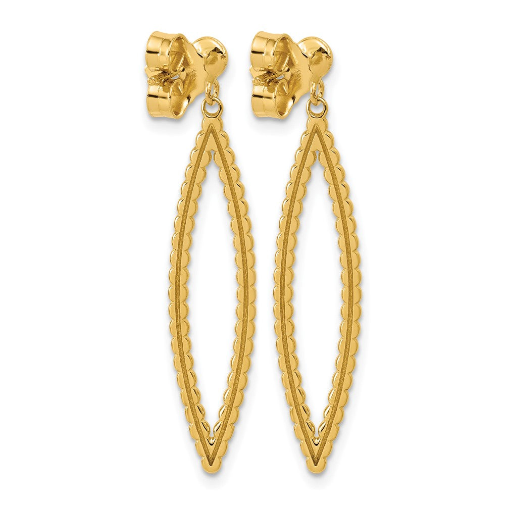Polished Beaded Post Dangle Earrings - Yellow Gold