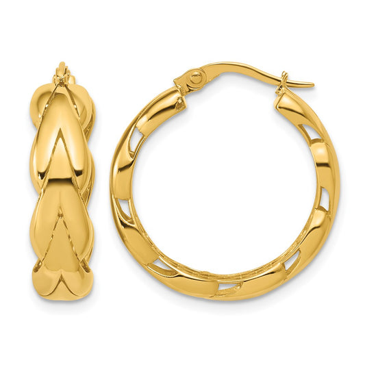 Polished and Grooved Fancy Hoop Earrings