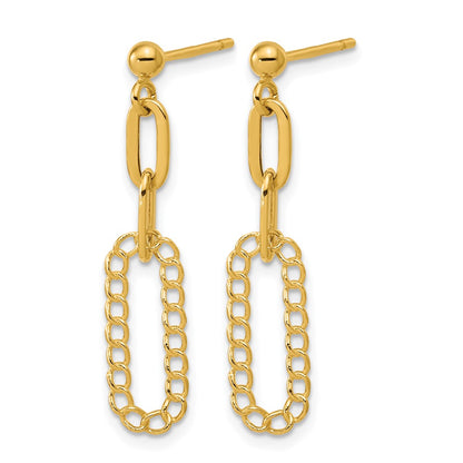Polished Oval Dangle Post Earrings - 6.77mm