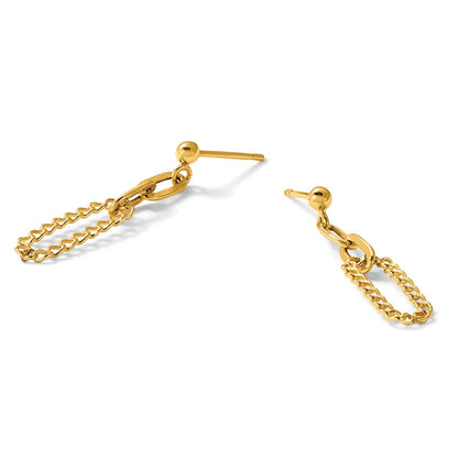 Polished Oval Dangle Post Earrings - 6.77mm