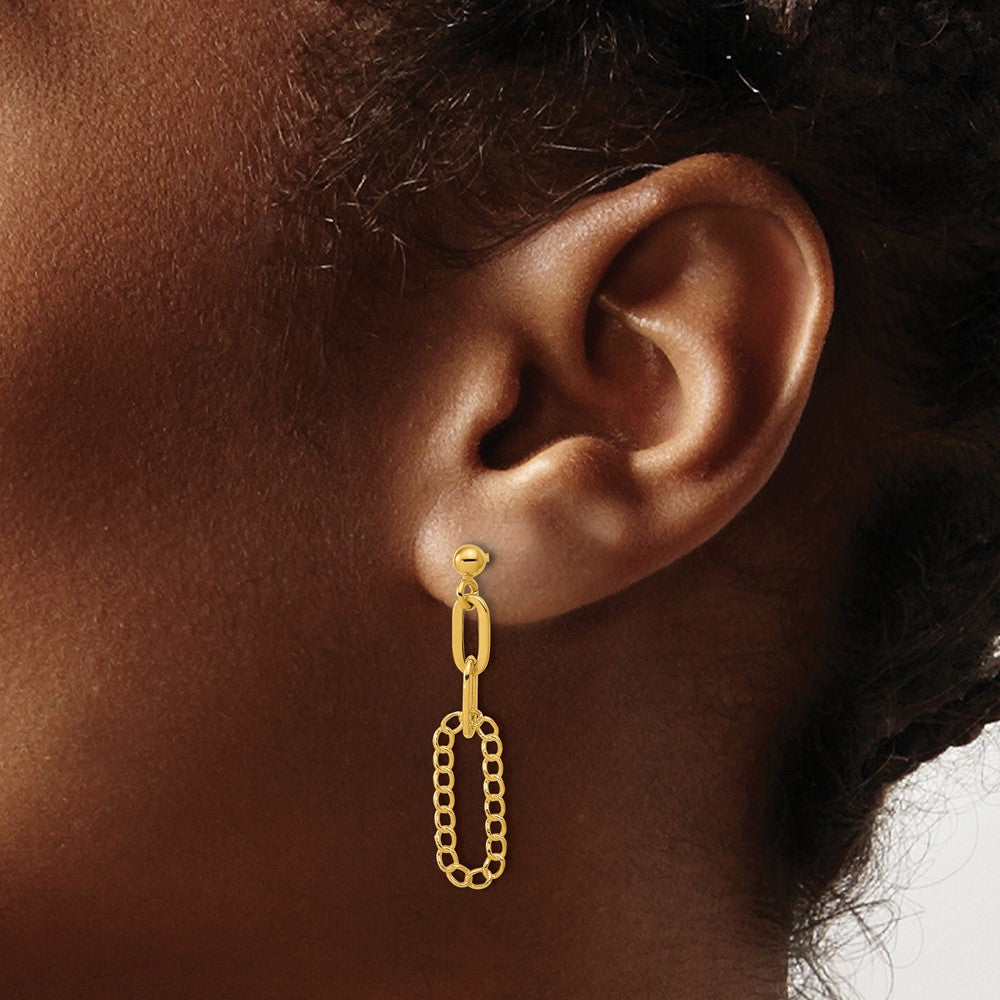 Polished Oval Dangle Post Earrings - 6.77mm