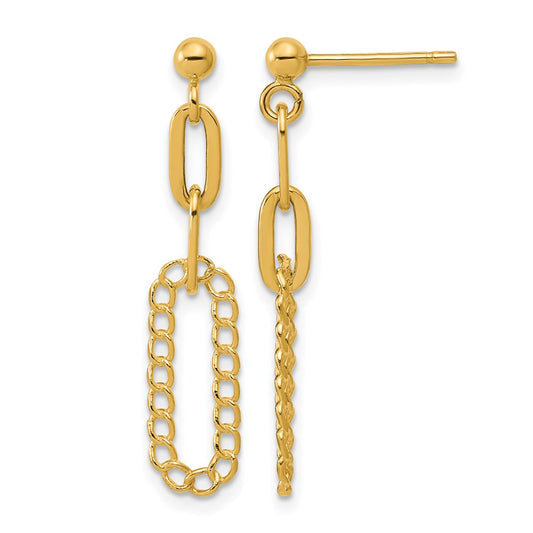 Polished Oval Dangle Post Earrings - 6.77mm