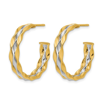 Polished Wave J-Hoop Post Earrings