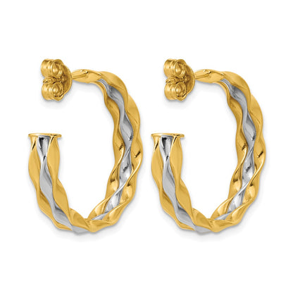 Polished Wave J-Hoop Post Earrings