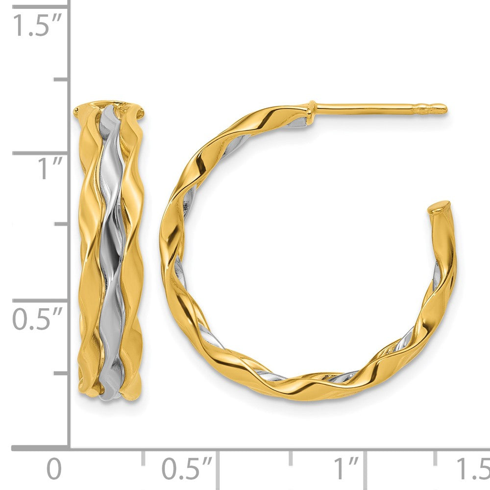 Polished Wave J-Hoop Post Earrings