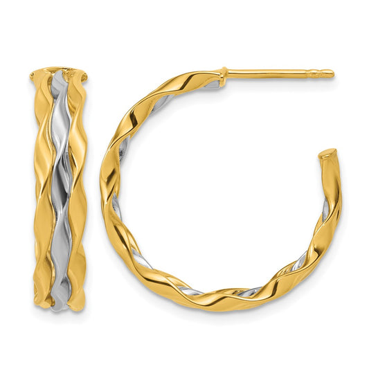 Polished Wave J-Hoop Post Earrings