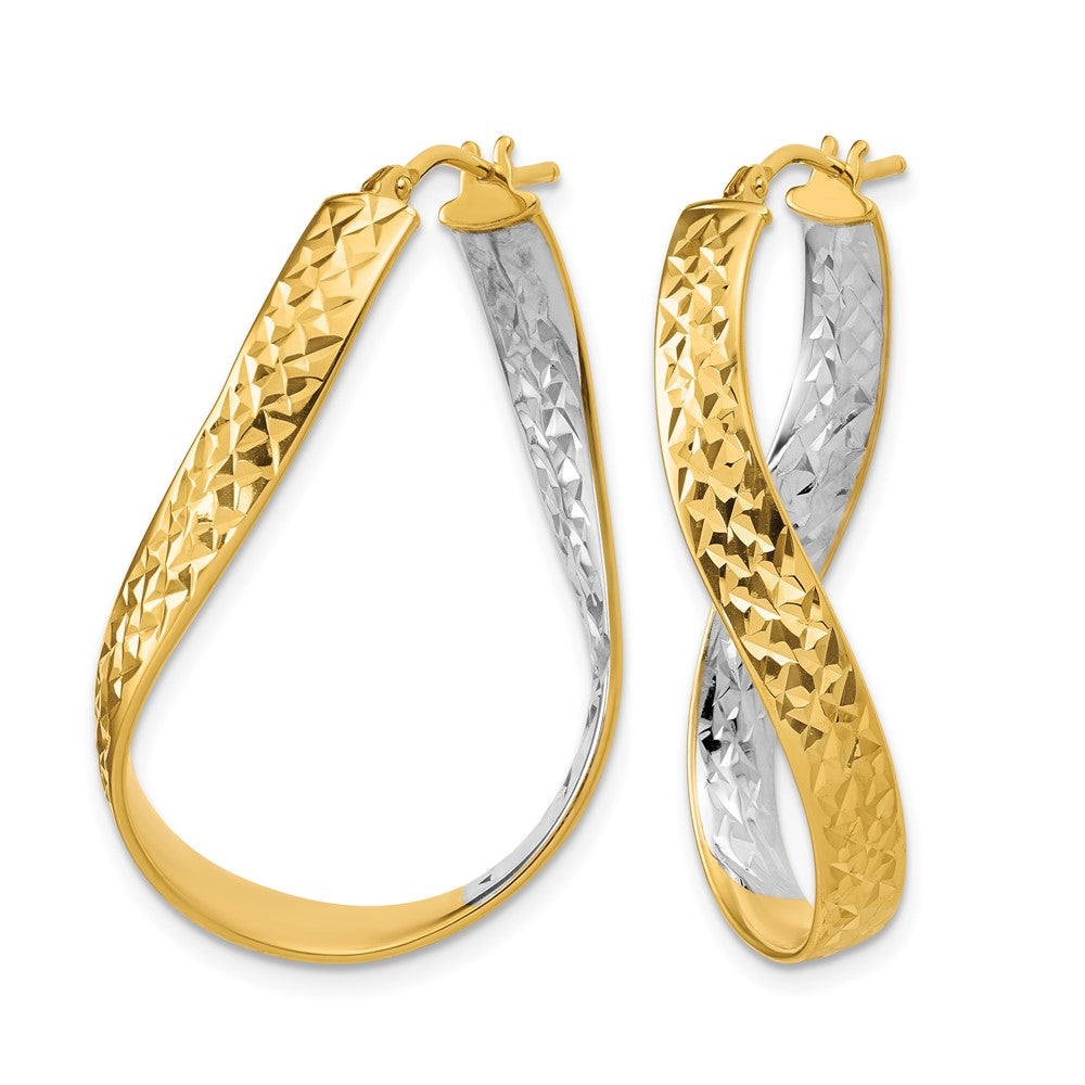 Polished/Diamond-cut Twist In and Out Hoop Earrings