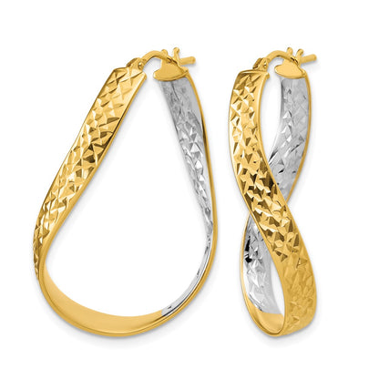 Polished/Diamond-cut Twist In and Out Hoop Earrings