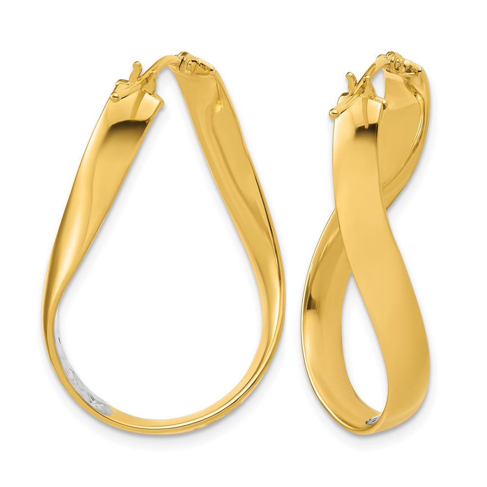 Polished/Diamond-cut Twist In and Out Hoop Earrings