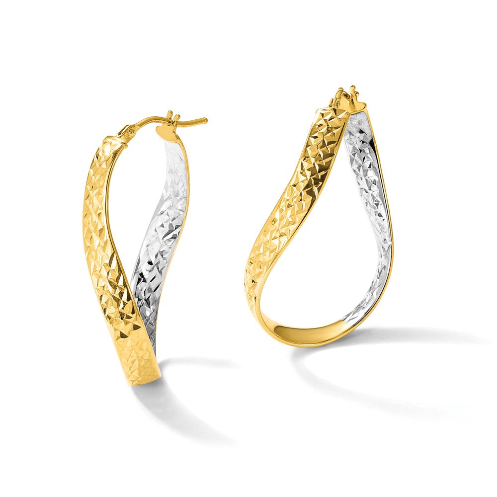 Polished/Diamond-cut Twist In and Out Hoop Earrings