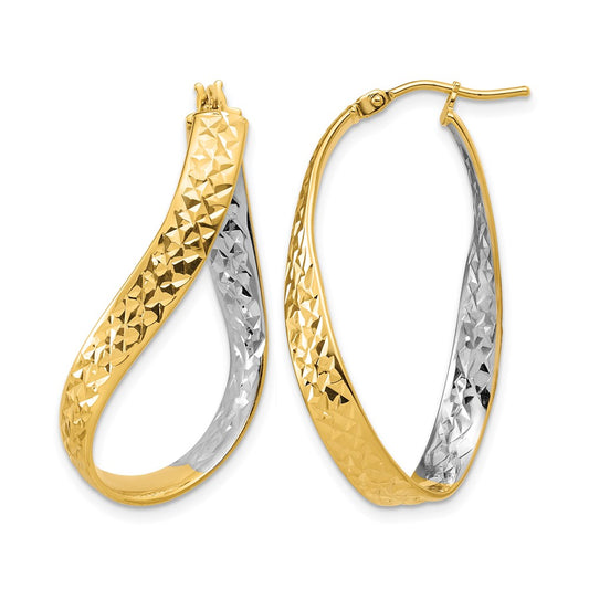 Polished/Diamond-cut Twist In and Out Hoop Earrings
