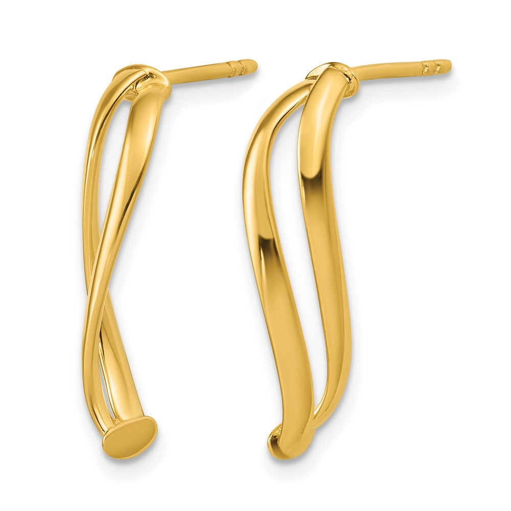 Polished Curve Post Earrings - Yellow Gold