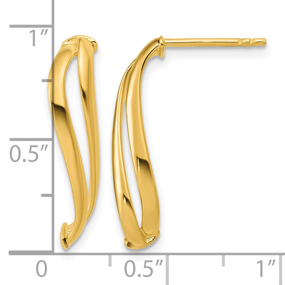 Polished Curve Post Earrings - Yellow Gold