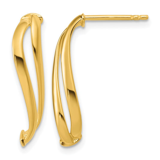 Polished Curve Post Earrings - Yellow Gold