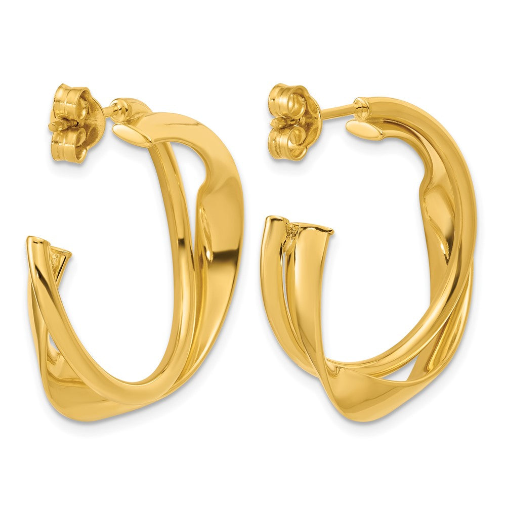 Polished 2-Row Twist J-Hoop Post Earrings