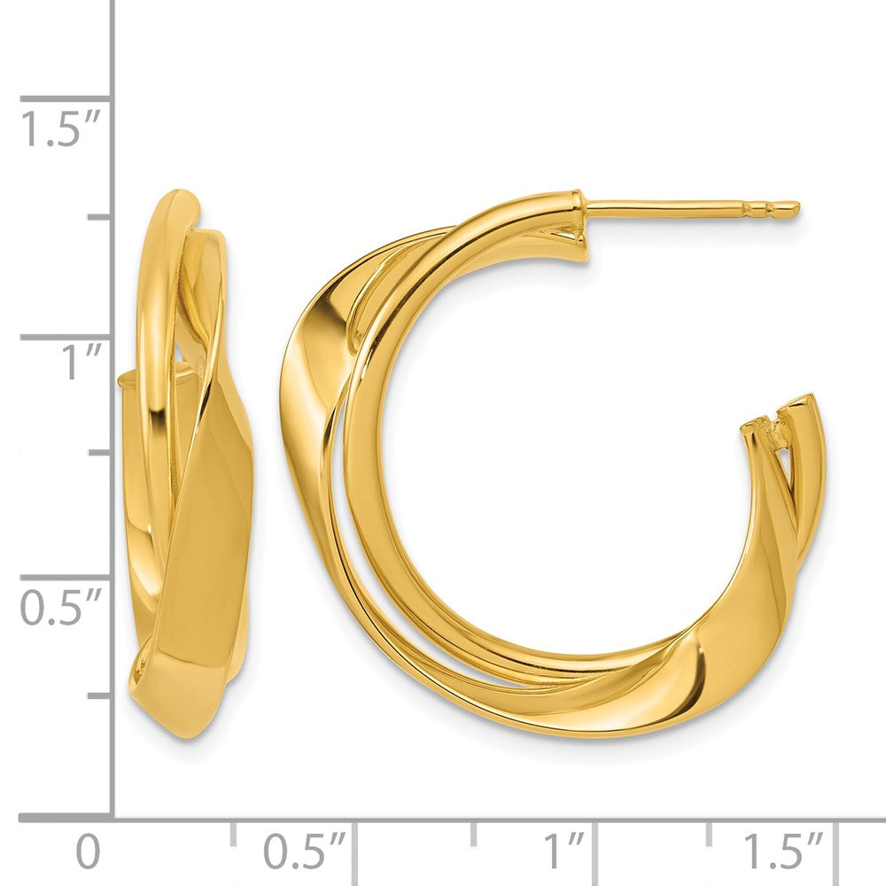 Polished 2-Row Twist J-Hoop Post Earrings