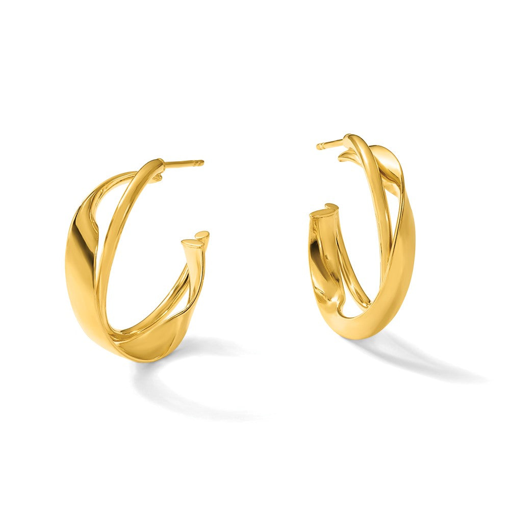 Polished 2-Row Twist J-Hoop Post Earrings