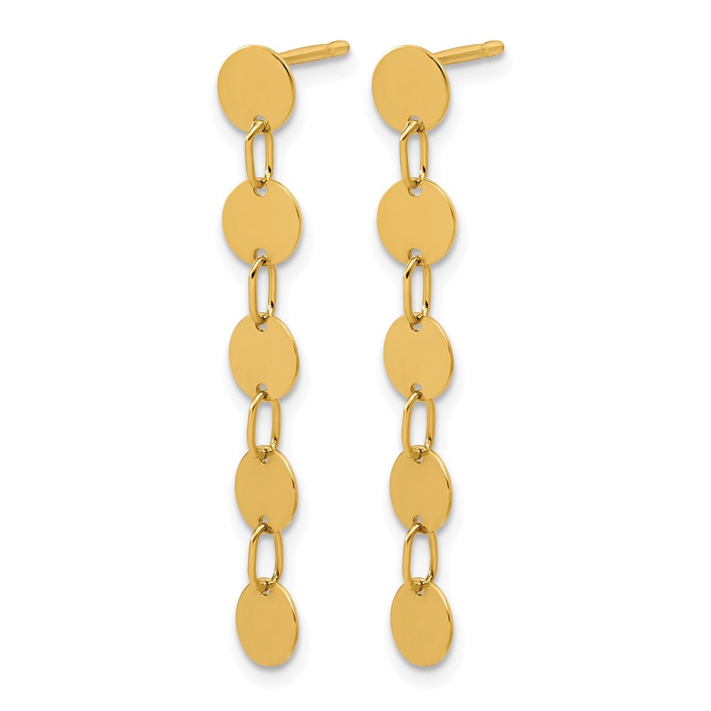 Polished Circle Disk Dangle Post Earrings
