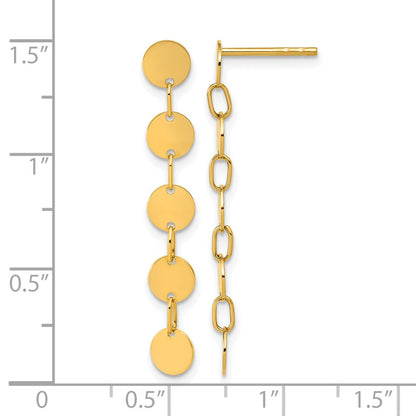 Polished Circle Disk Dangle Post Earrings