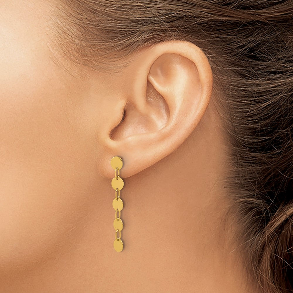 Polished Circle Disk Dangle Post Earrings