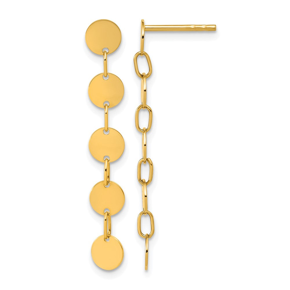 Polished Circle Disk Dangle Post Earrings