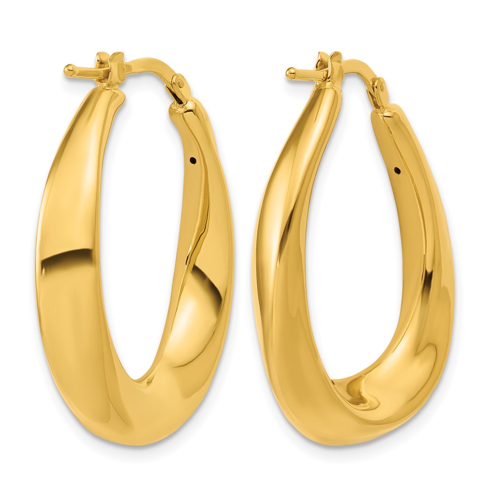 Polished Oval Hollow Hoop Earrings