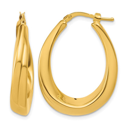Polished Oval Hollow Hoop Earrings
