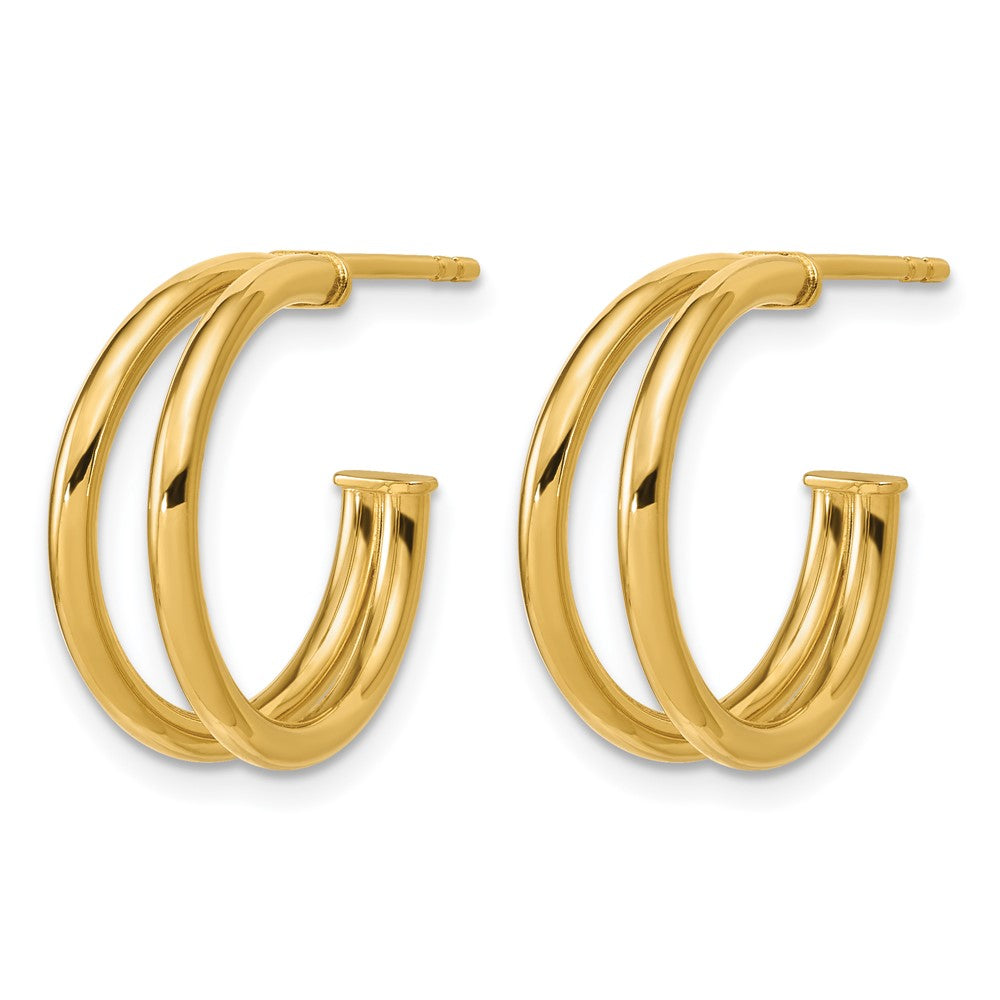 Polished 2-row J-Hoop Post Earrings - 6.5mm