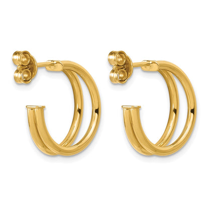 Polished 2-row J-Hoop Post Earrings - 6.5mm