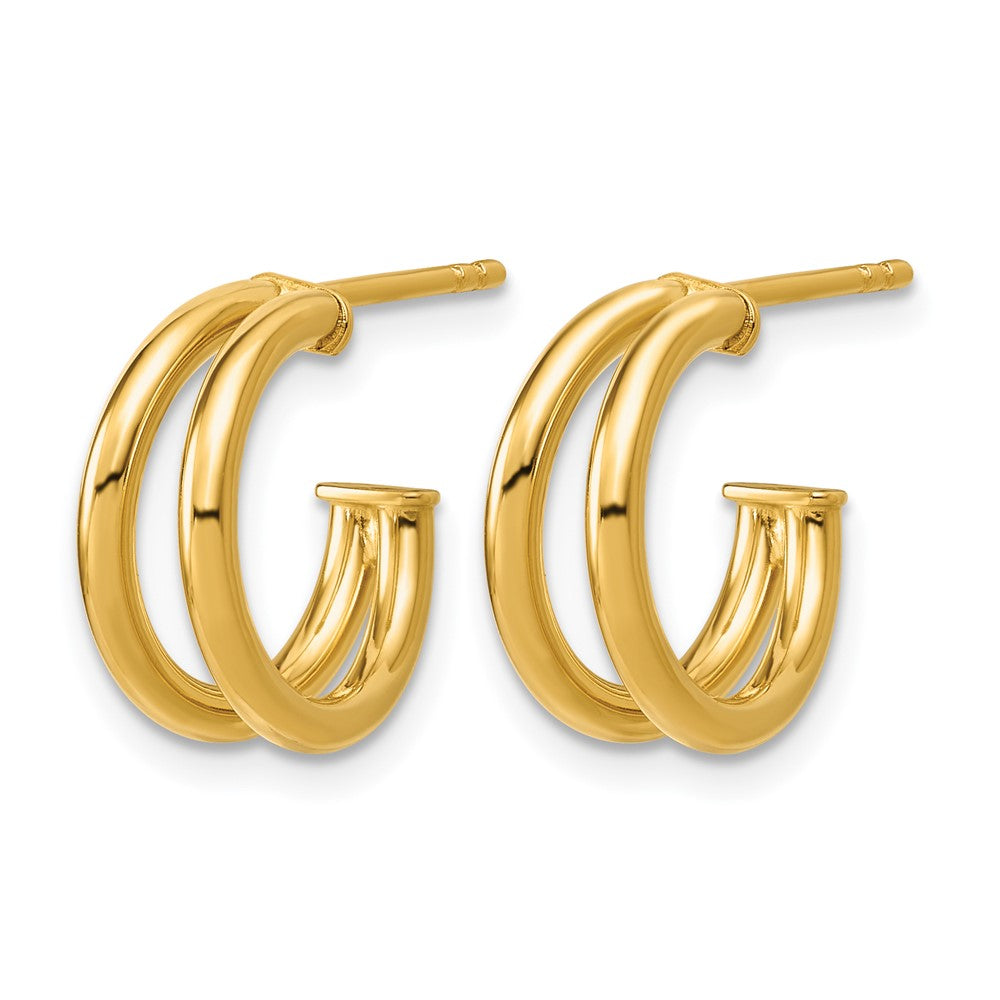 Polished 2-row J-Hoop Post Earrings - 6mm