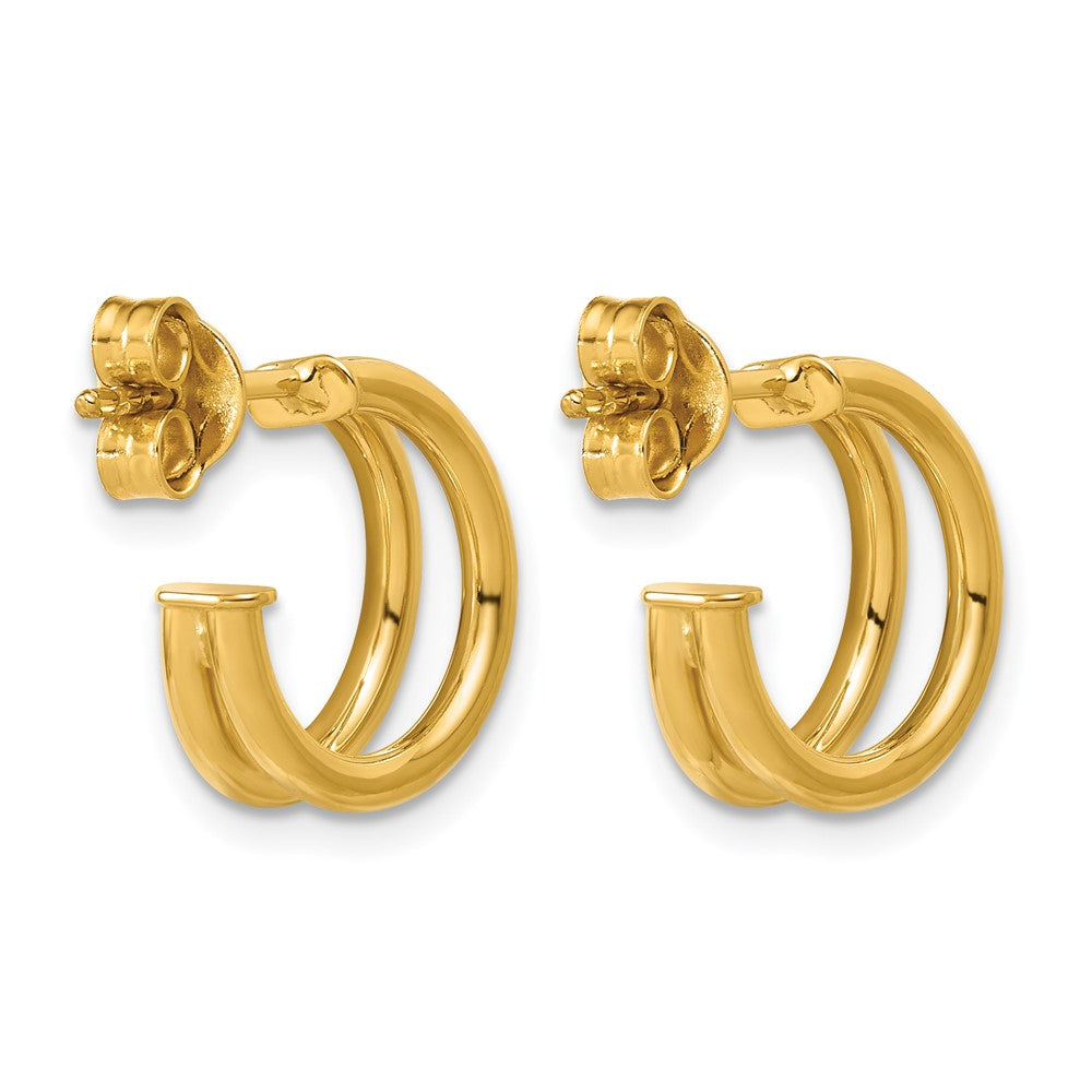 Polished 2-row J-Hoop Post Earrings - 6mm