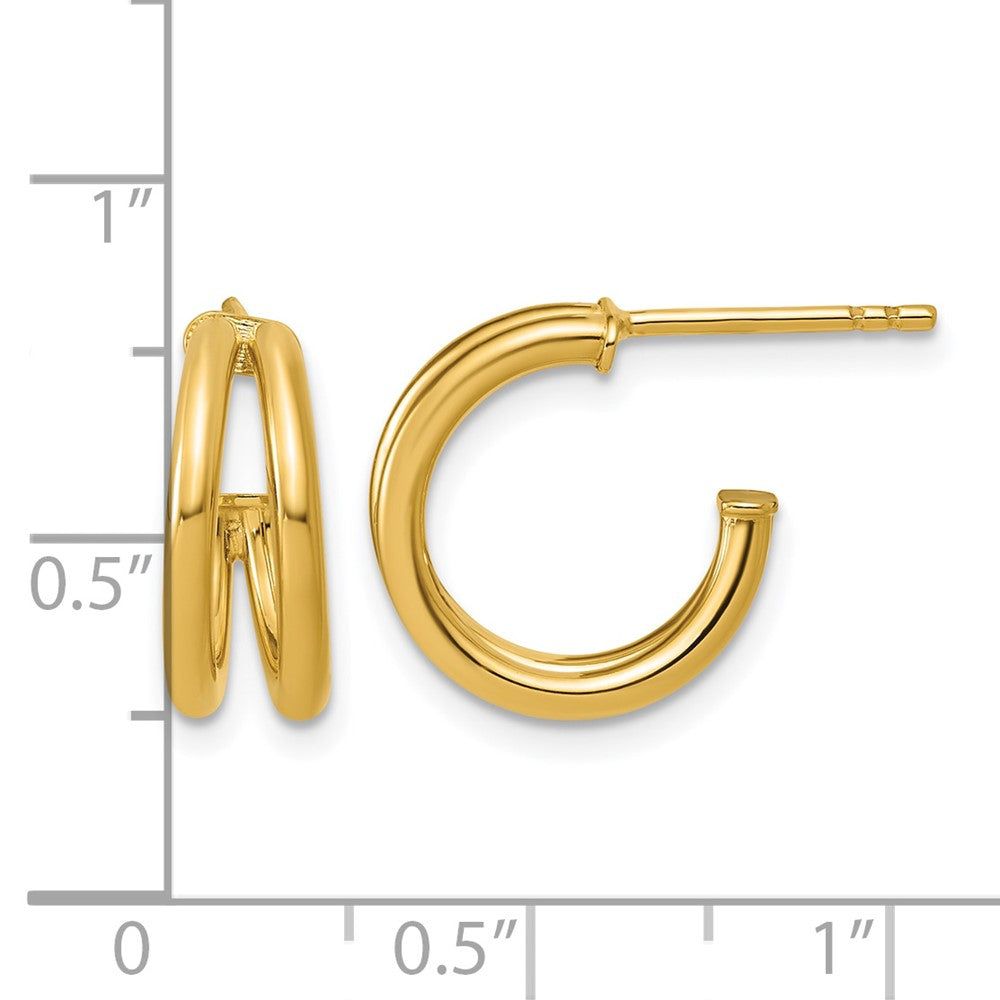 Polished 2-row J-Hoop Post Earrings - 6mm