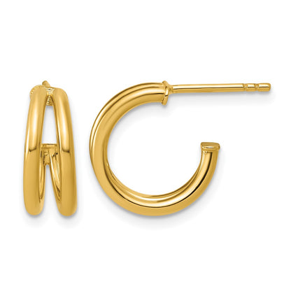 Polished 2-row J-Hoop Post Earrings - 6mm